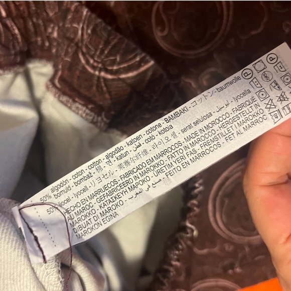 Zara burgundy and brown paisley high rise pajama style pants NWT - Picture 9 of 10